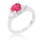 Cushion 1.80ct Ruby & White Topaz 3-stone Ring