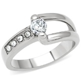 Round .33ct White Sapphire Assymetric Bypass Ring