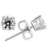 Round 1.00ct White Sapphire Stud Earrings