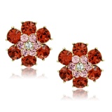14k Gold-pl. 3.56ct Topaz Flower Stud Earrings