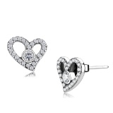 Chic .58ct Heart White Sapphire Stud Earrings