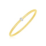 14k Gold Round .14ct Diamond Stretch Bangle
