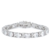 Round & Oval 32.30ct White Topaz Tennis Bracelet