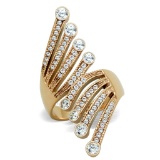 Rose Gold Ip .52ct White Sapphire Bypass Ring