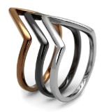 Three Tone High Polished Chevron Trio Ring Set