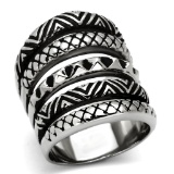 High Polish Tribal Layer Design Ring