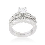 Round Cut 1.54ct White Sapphire Infinity Ring Set