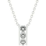 Round .87ct White Topaz Vertical Bar Necklace