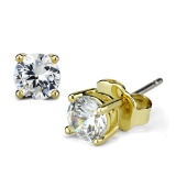 14k-pl. Round 1.00ct White Sapphire Stud Earrings