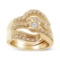 14k Gold-pl .33ct Diamond Wavy Crisscross Ring Set