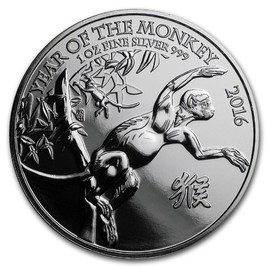 2016 Gb 1 Oz Silver Year Of The Monkey Bu
