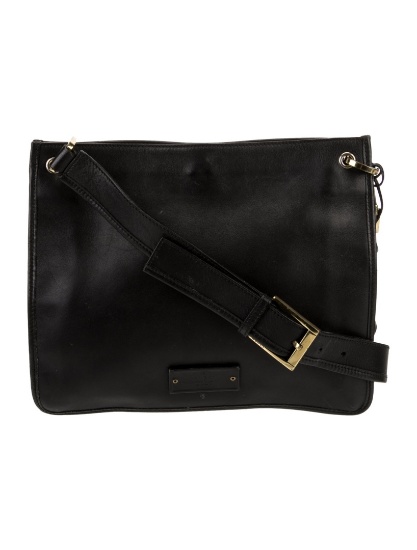 Gucci Logo Jac. Black Leather Snap Cls Shldr Bag