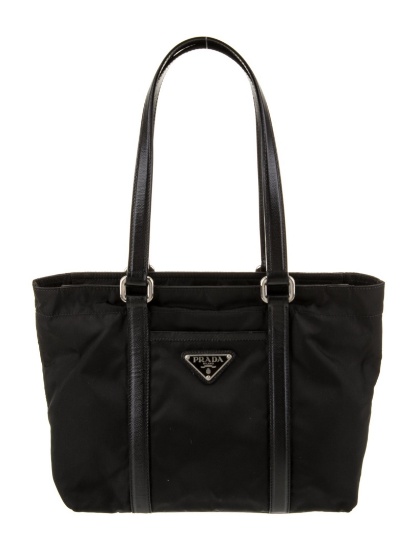 Prada Saffiano Leather Tessuto Nylon Zip Cls Tote