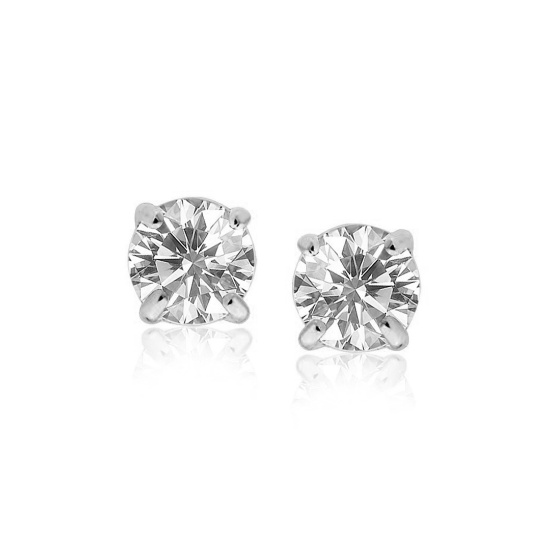 Round 4.00ct White Sapphire Stud Earrings