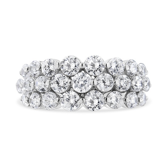 10k Gold Round 2.48ct Diamond 3 Row Ring