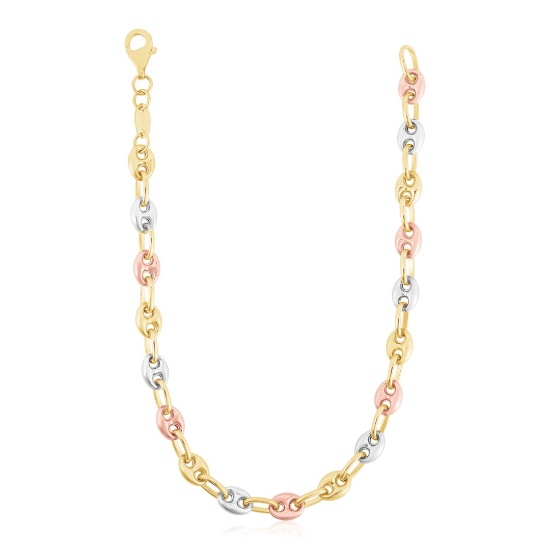 14k Tri Color Gold Mariner Link Chain