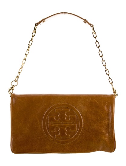 Tory Burch Brown Leather Flap & Snap Shldr Bag