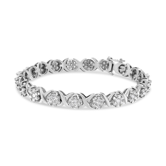 14k Gold 6.30ct Diamond X-link Bracelet