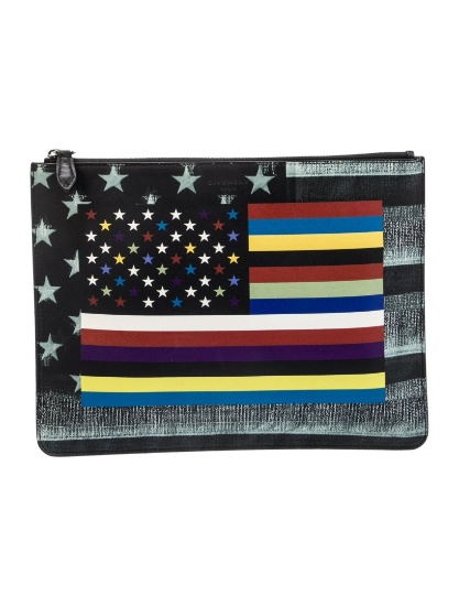 Givenchy Printed Green Leather Zip Cls Clutch