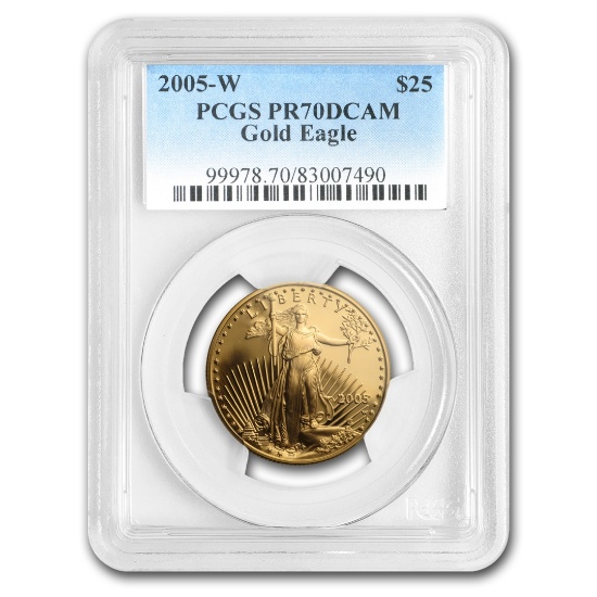 2005-w 1/2 Oz Proof American Gold Eagle Pr-70 Pcgs