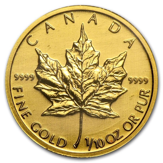Canada 1/10 Oz Gold Maple Leaf (random Year)