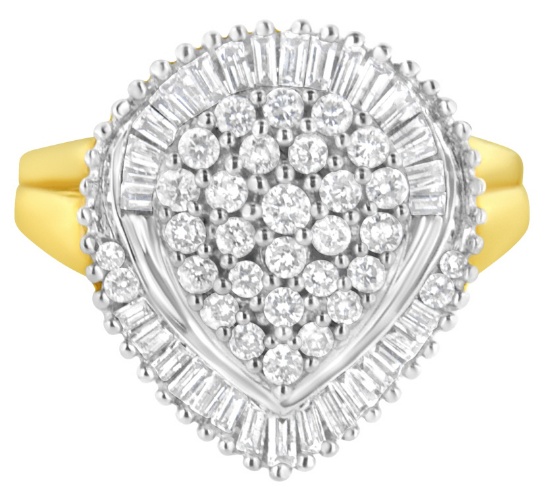 10k Gold 1.00ct Diamond Pear Shaped Cluster Ring