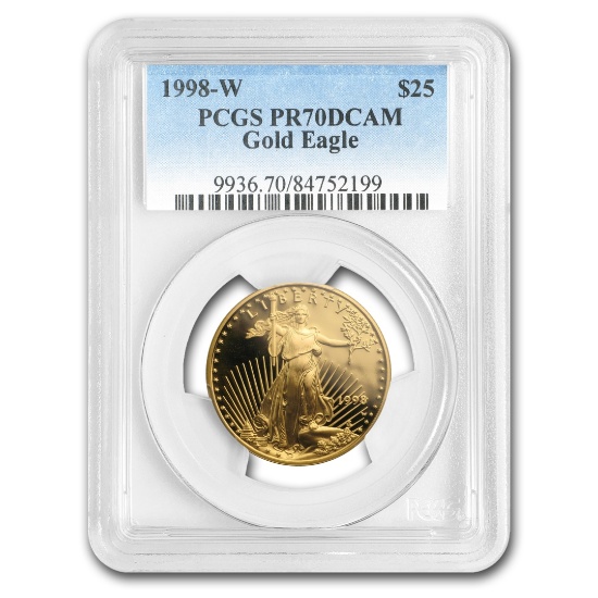 1998-w 1/2 Oz Proof American Gold Eagle Pr-70 Pcgs