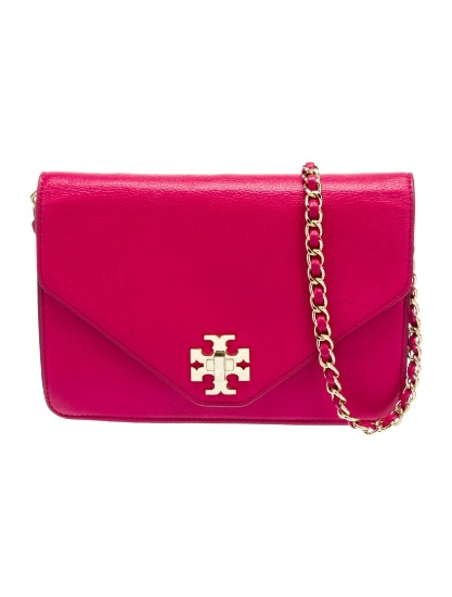 Tory Burch Pink Lthr Chain-link Crossbody Bag