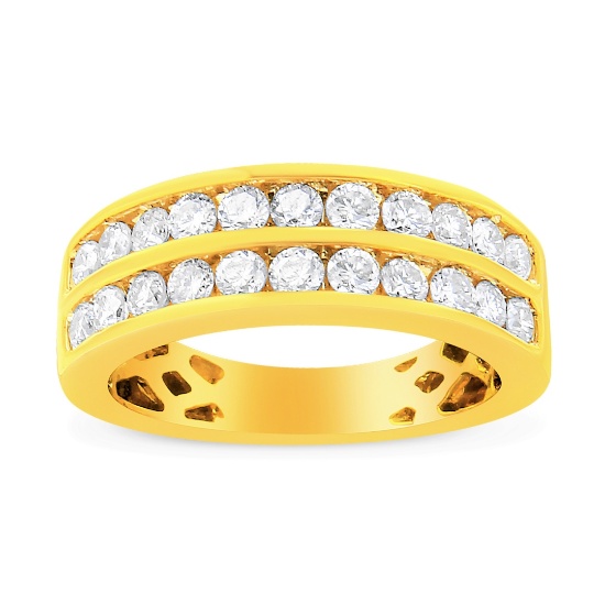10k Gold Round 1.00ct Two-row Diamond Ring