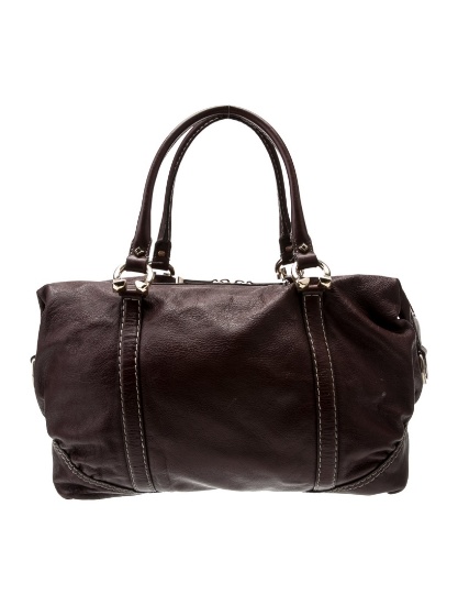 Gucci Burgundy Leather Gold-tone Hdw Top Hdl Bag
