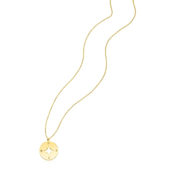 14k Gold Compass Necklace
