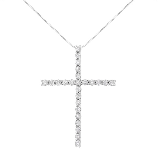 Round 2.50ct Diamond Cross Pendant Necklace