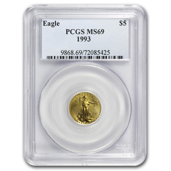 1993 1/10 Oz American Gold Eagle Ms-69 Pcgs