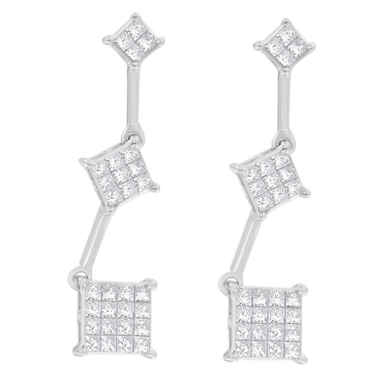 14k Gold Princess-cut 1.00ct Diamond Earrings