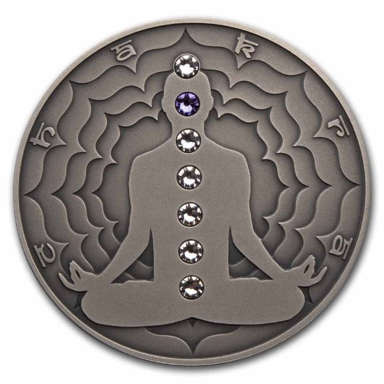 2021 Cameroon 2 Oz Antiqued Silver Chakra Ajna