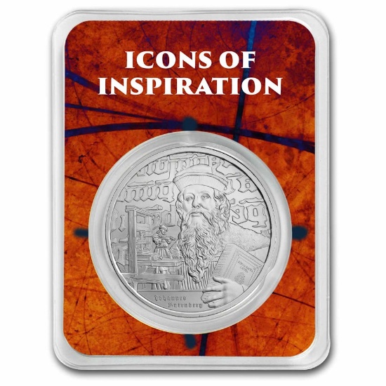 2024 1 Oz Silver Icons - Johannes Gutenberg In Tep