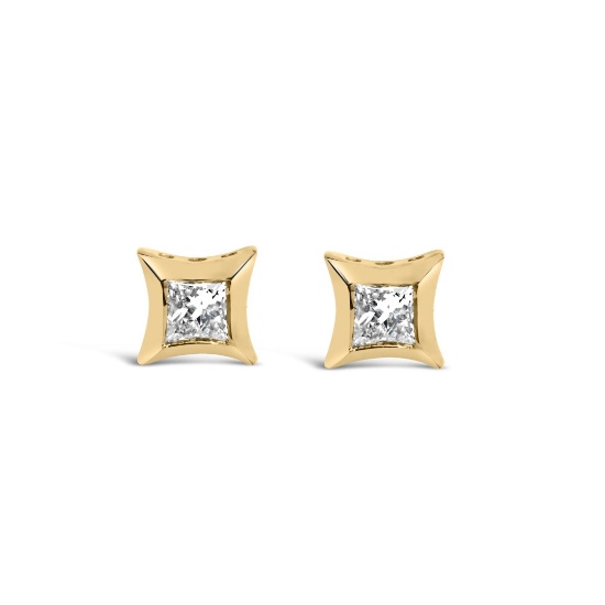 10k Gold Princess .20ct Diamond Stud Earrings