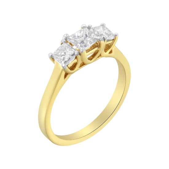 10k Gold Princess 1.08ct Diamond 3-stone Ring