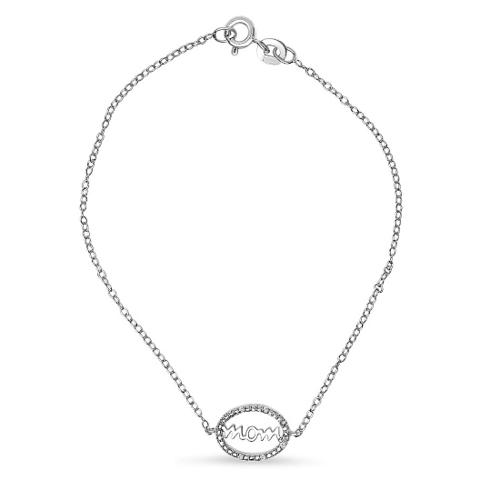 Elegant .06ct Diamond Mom Charm Bracelet