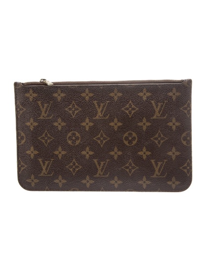 Louis Vuitton Neverfull Pouch Brn Mono Clutch
