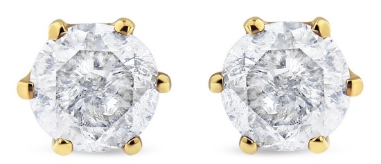 14k Gold Round 2.00ct Diamond Stud Earrings