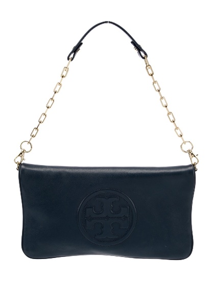 Tory Burch Blue Leather Flap & Snap Shldr Bag