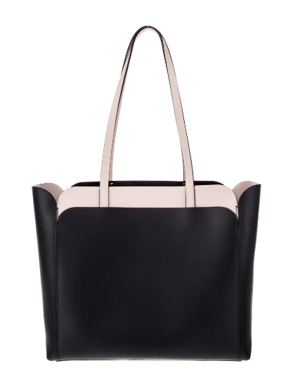 Kate Spade Blk Leather Gold-tone Hdw Clasp Tote