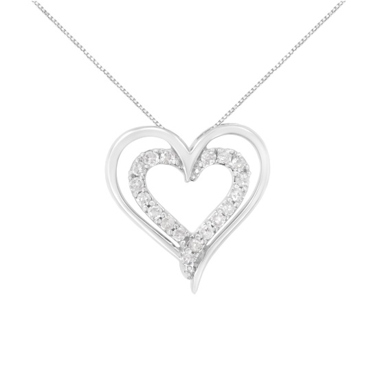 Round .25ct Diamond Open Double Heart Necklace