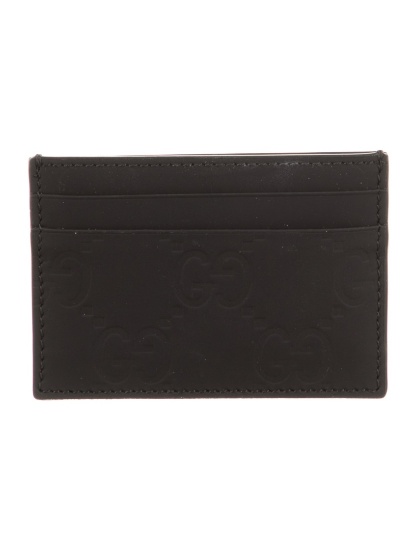 Gucci Black Rubber Gg Logo Unlined Card Holder