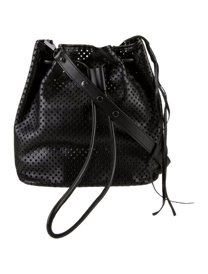 Rebecca Minkoff Blk Leather Drawstring Bucket Bag