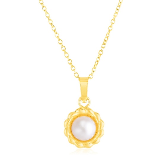 14k Gold Flower Necklace With Pearl