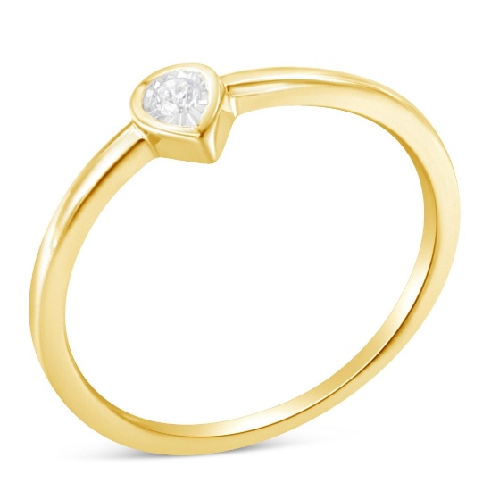 14k Gold-pl .05ct Diamond Pear Miracle Set Ring