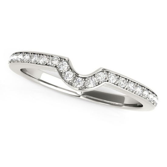 14k White Gold .12ct Diamond Modern Curved Band