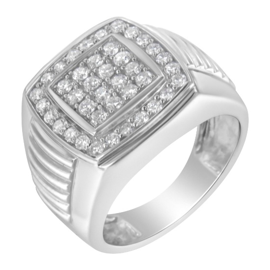14k Gold 1.00ct Diamond Square Cluster Ring